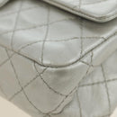 CHANEL 2.55 Chain Shoulder Bag Lamb Skin Silver CC Auth 181385SAM-15