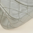 CHANEL 2.55 Chain Shoulder Bag Lamb Skin Silver CC Auth 181385SAM-16