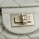 CHANEL 2.55 Chain Shoulder Bag Lamb Skin Silver CC Auth 181385SAM-18