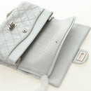 CHANEL 2.55 Chain Shoulder Bag Lamb Skin Silver CC Auth 181385SAM-22