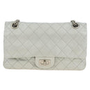 CHANEL 2.55 Chain Shoulder Bag Lamb Skin Silver CC Auth 181385SAM-13