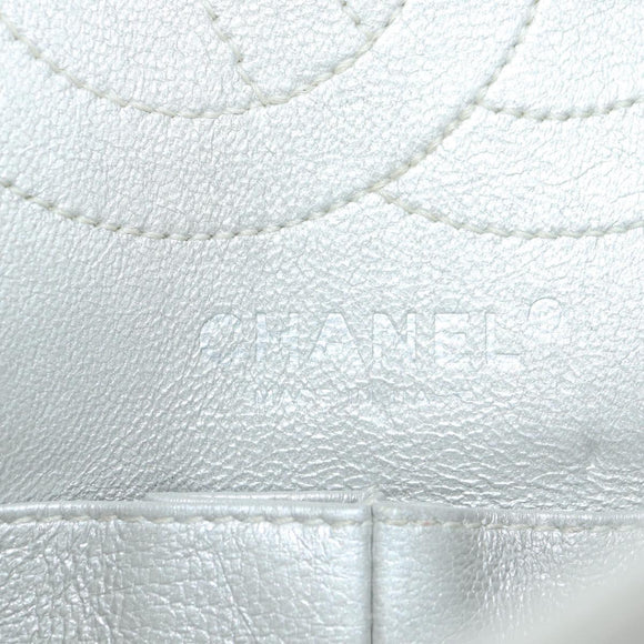 CHANEL 2.55 Chain Shoulder Bag Lamb Skin Silver CC Auth 181385SAM