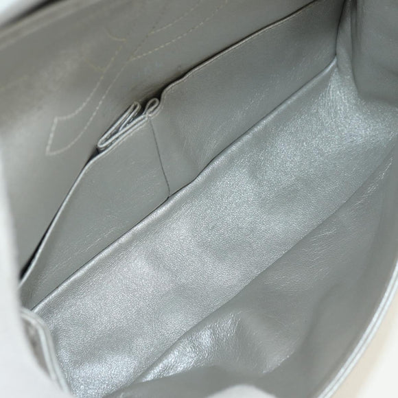 CHANEL 2.55 Chain Shoulder Bag Lamb Skin Silver CC Auth 181385SAM