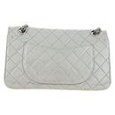CHANEL 2.55 Chain Shoulder Bag Lamb Skin Silver CC Auth 181385SAM-2