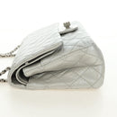 CHANEL 2.55 Chain Shoulder Bag Lamb Skin Silver CC Auth 181385SAM-3