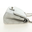CHANEL 2.55 Chain Shoulder Bag Lamb Skin Silver CC Auth 181385SAM-4