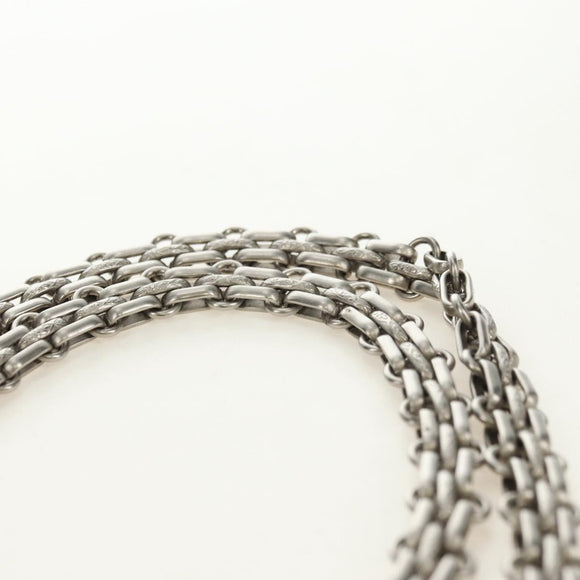 CHANEL 2.55 Chain Shoulder Bag Lamb Skin Silver CC Auth 181385SAM