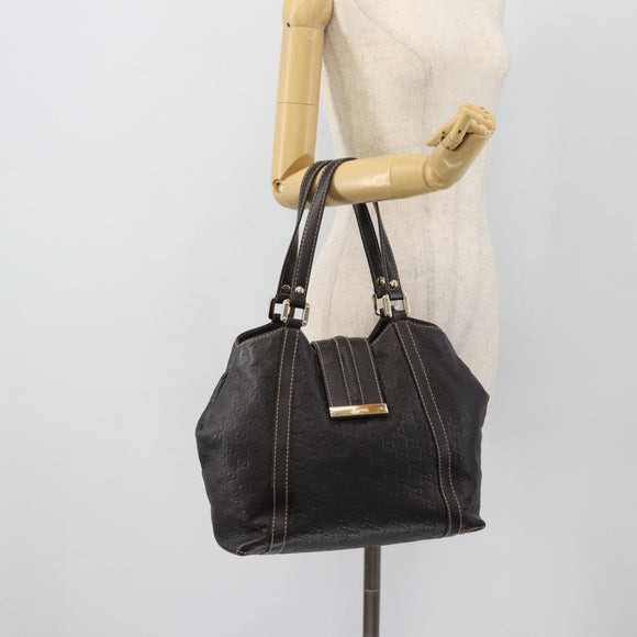 GUCCI GG Canvas Guccissima Tote Tas Leer Donkerbruin Goud 233607 Auth 181391V