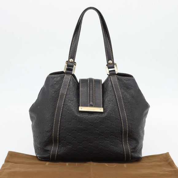 GUCCI GG Canvas Guccissima Tote Tas Leer Donkerbruin Goud 233607 Auth 181391V