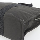 HERMES Her Line MM Handtasche Canvas Grau Silber Auth 181392-9