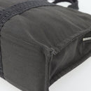 HERMES Her Line MM Handtasche Canvas Grau Silber Auth 181392-15