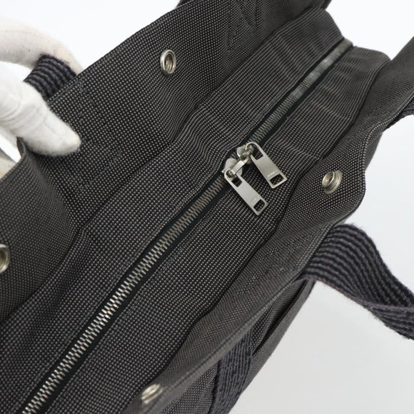 HERMES Her Line MM Handtasche Canvas Grau Silber Auth 181392