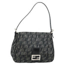 FENDI Zucchino Canvas Mamma Baguette Shoulder Bag Gray Silver Auth 181399V-1