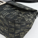 FENDI Zucchino Canvas Mamma Baguette Shoulder Bag Gray Silver Auth 181399V-9