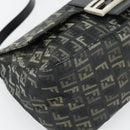 FENDI Zucchino Canvas Mamma Baguette Shoulder Bag Gray Silver Auth 181399V-14