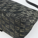 FENDI Zucchino Canvas Mamma Baguette Shoulder Bag Gray Silver Auth 181399V-15