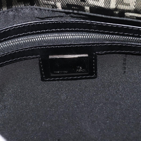 FENDI Zucchino Canvas Mamma Baguette Shoulder Bag Gray Silver Auth 181399V