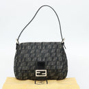 FENDI Zucchino Canvas Mamma Baguette Shoulder Bag Gray Silver Auth 181399V-12