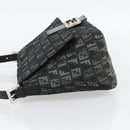 FENDI Zucchino Canvas Mamma Baguette Shoulder Bag Gray Silver Auth 181399V-3