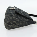 FENDI Zucchino Canvas Mamma Baguette Shoulder Bag Gray Silver Auth 181399V-4