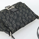 FENDI Zucchino Canvas Mamma Baguette Shoulder Bag Gray Silver Auth 181399V-6