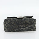 FENDI Zucchino Canvas Mamma Baguette Shoulder Bag Gray Silver Auth 181399V-5