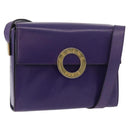 CELINE Circle Shoulder Bag Leather Purple Gold Auth 181402A-1