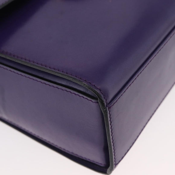 CELINE Circle Shoulder Bag Leather Purple Gold Auth 181402A