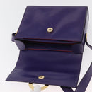 CELINE Circle Shoulder Bag Leather Purple Gold Auth 181402A-15