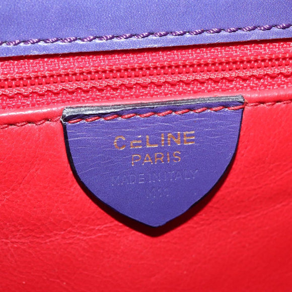 CELINE Circle Shoulder Bag Leather Purple Gold Auth 181402A