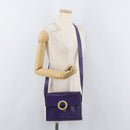 CELINE Circle Shoulder Bag Leather Purple Gold Auth 181402A-24