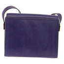 CELINE Circle Shoulder Bag Leather Purple Gold Auth 181402A-3