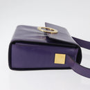 CELINE Circle Shoulder Bag Leather Purple Gold Auth 181402A-4