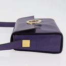 CELINE Circle Shoulder Bag Leather Purple Gold Auth 181402A-5