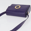 CELINE Circle Shoulder Bag Leather Purple Gold Auth 181402A-6