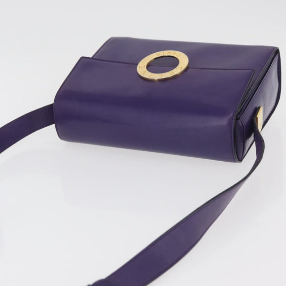 CELINE Circle Shoulder Bag Leather Purple Gold Auth 181402A