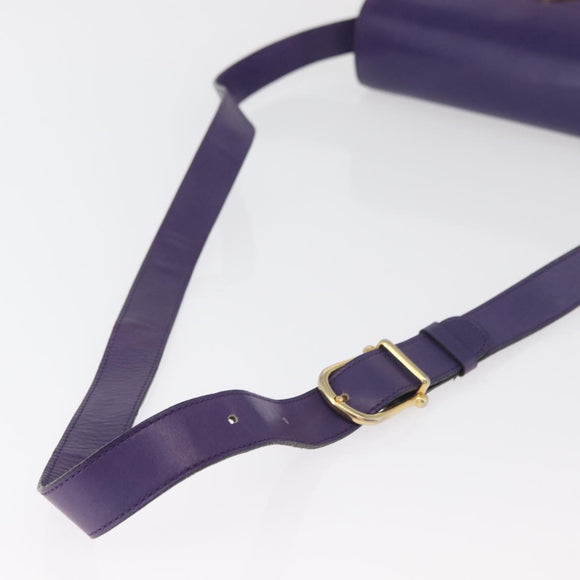CELINE Circle Shoulder Bag Leather Purple Gold Auth 181402A
