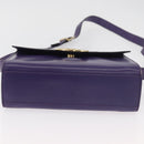 CELINE Circle Shoulder Bag Leather Purple Gold Auth 181402A-9