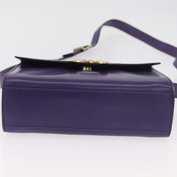 CELINE Circle Shoulder Bag Leather Purple Gold Auth 181402A