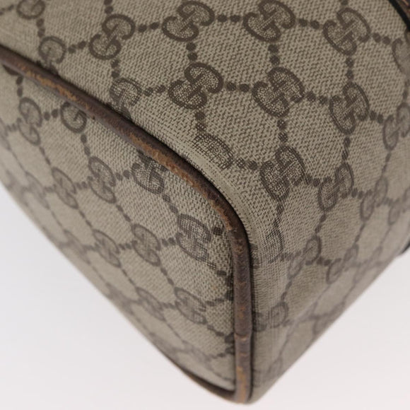 GUCCI GG Supreme Boston Tas PVC Beige Goud Auth 181404