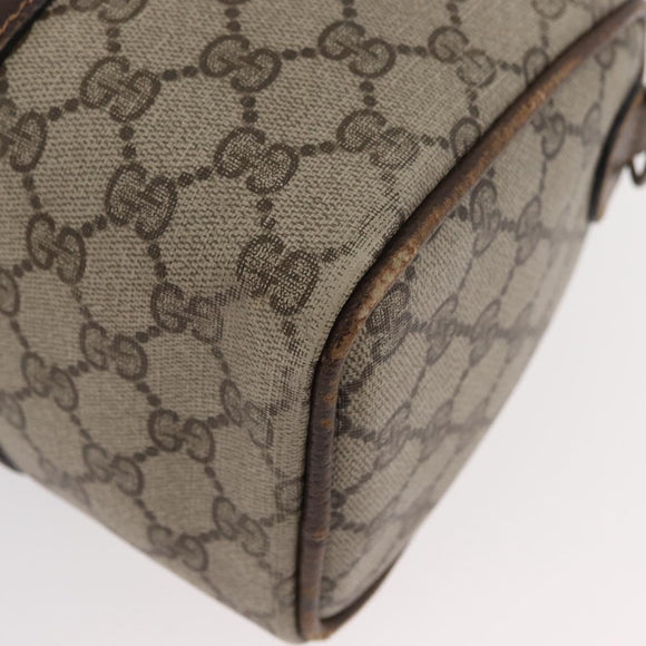 GUCCI GG Supreme Boston Tas PVC Beige Goud Auth 181404