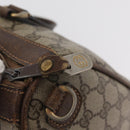 GUCCI GG Supreme Boston Tas PVC Beige Goud Auth 181404-17