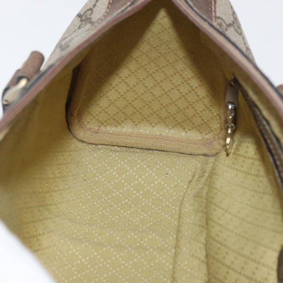 GUCCI GG Supreme Boston Tas PVC Beige Goud Auth 181404