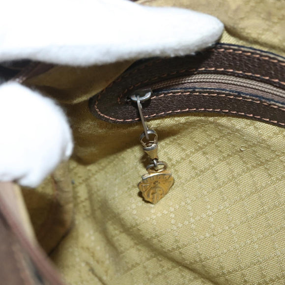 GUCCI GG Supreme Boston Tas PVC Beige Goud Auth 181404