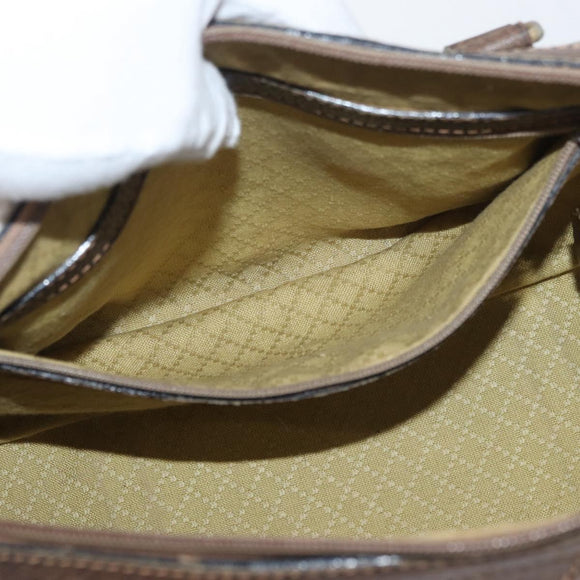 GUCCI GG Supreme Boston Tas PVC Beige Goud Auth 181404