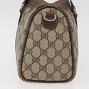 GUCCI GG Supreme Boston Tas PVC Beige Goud Auth 181404-3