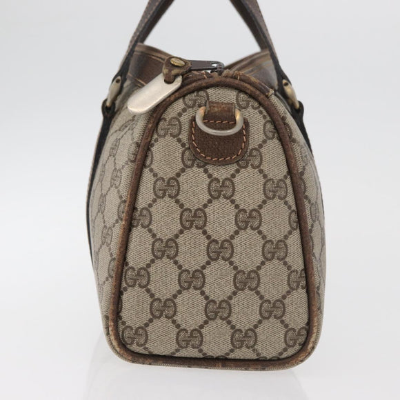 GUCCI GG Supreme Boston Tas PVC Beige Goud Auth 181404