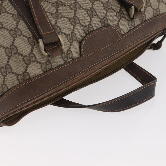 GUCCI GG Supreme Boston Tas PVC Beige Goud Auth 181404