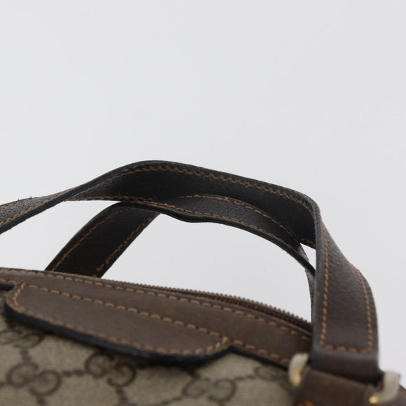 GUCCI GG Supreme Boston Tas PVC Beige Goud Auth 181404