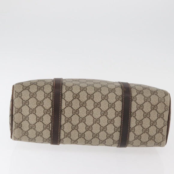 GUCCI GG Supreme Boston Tas PVC Beige Goud Auth 181404